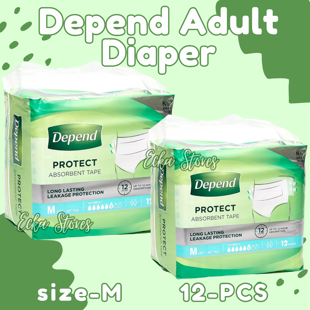 Depend Protect Plus Absorbent Diaper M-12PCS in 1pack