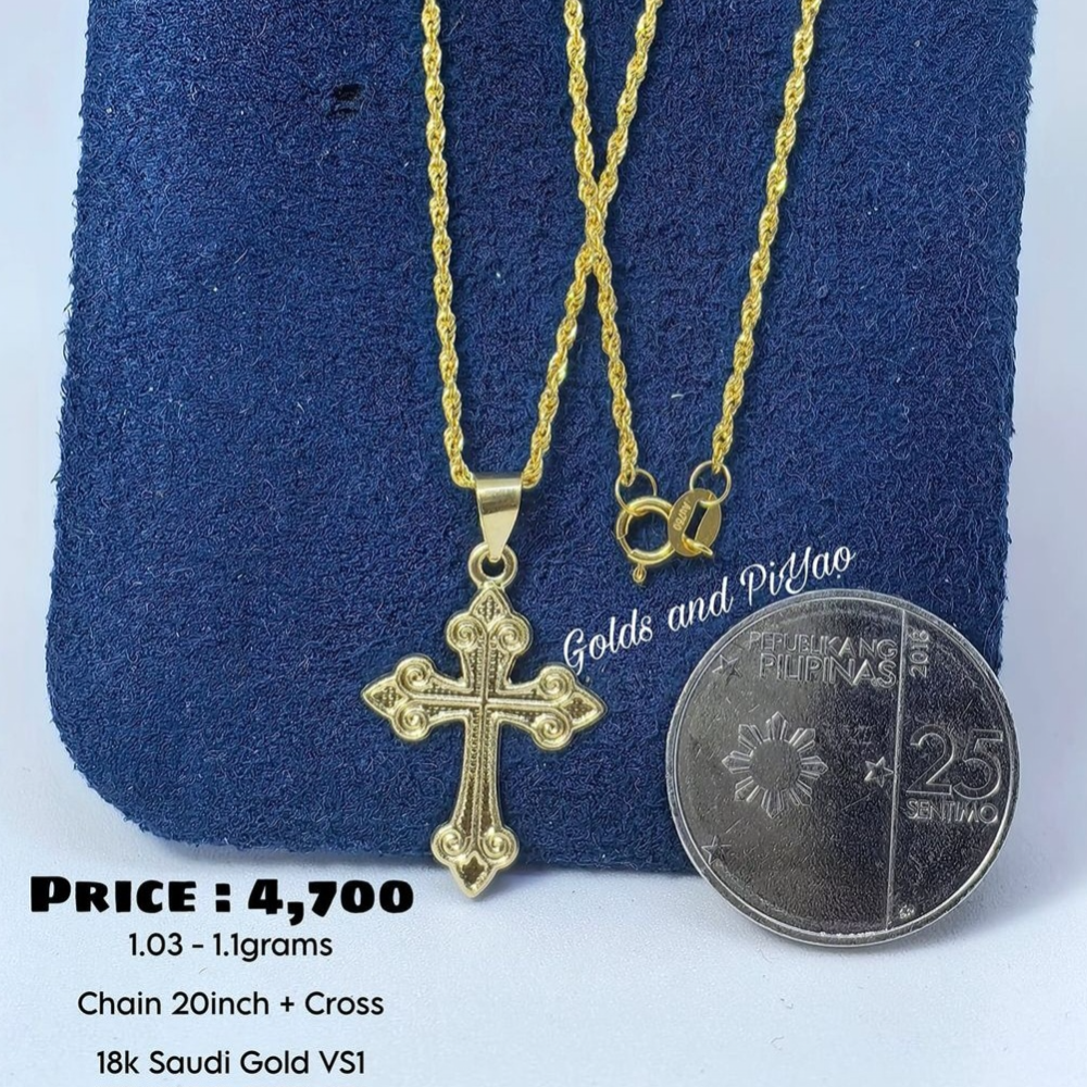 Cross Necklace 18k Saudi Gold