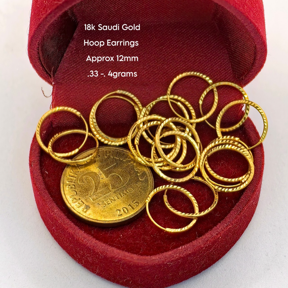 Hoop Earrings 18karat Saudi Gold
