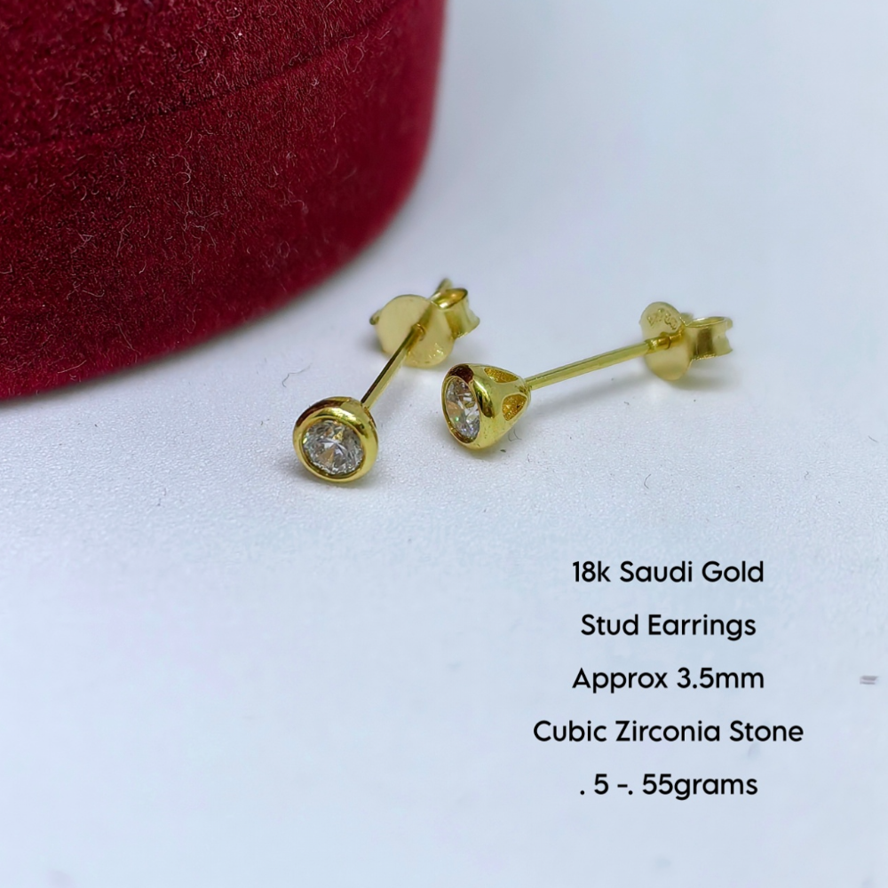 Stud Earrings 18k Saudi Gold
