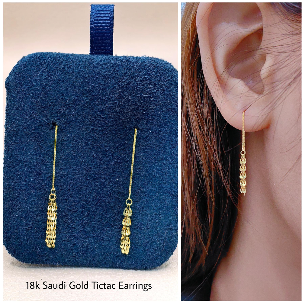 Tictac Earrings wheat 18k Saudi Gold Pawnable